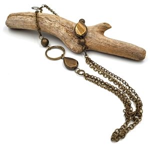 XL Metal Chain Necklace with Metal Circles & Beads